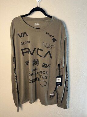 RVCA Long Sleeve Graphic Tee XXL NWT | Hawaii Balance of Opposites Surf Skate Sh